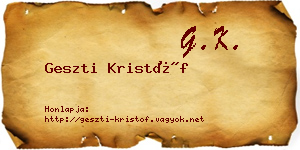 Geszti Kristóf névjegykártya